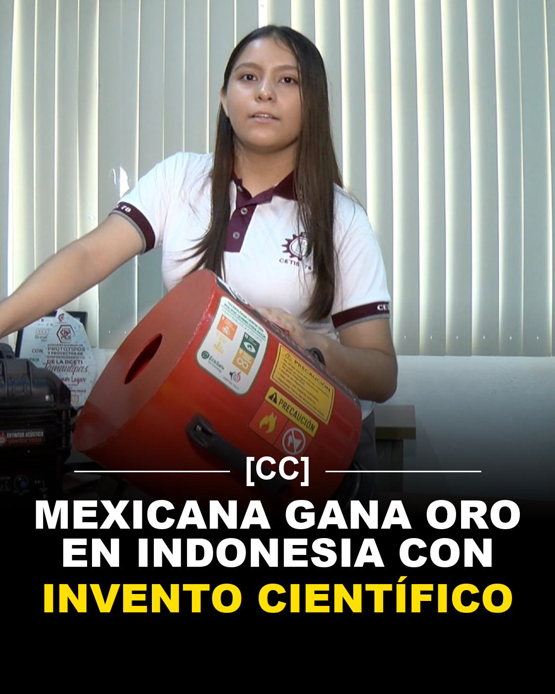 La mexicana Ángela Karime gana oro con un extintor que apaga pequeñas llamas con sonido